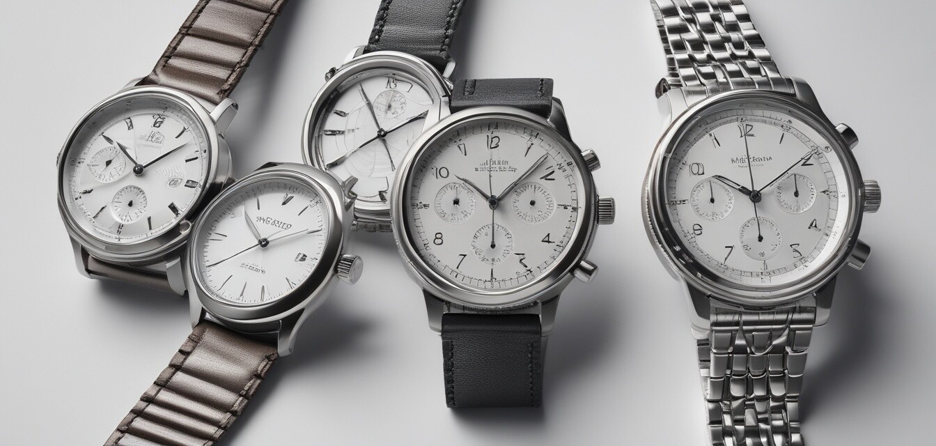 Eine Sammlung klassischer Armbanduhren auf einem einfachen weißen Hintergrund.