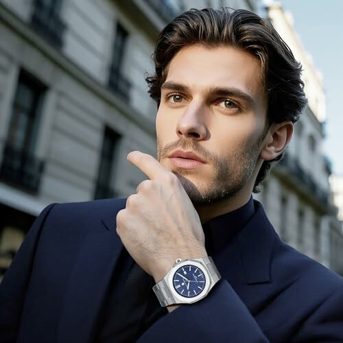 SAPPHERO Herren Edelstahl Uhr